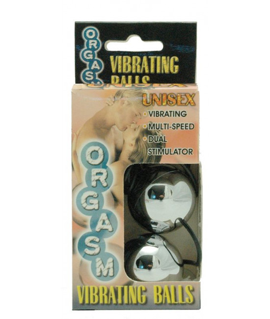 Серебристые вагинальные шарики с вибрацией ORGASM VIBRATING BALL