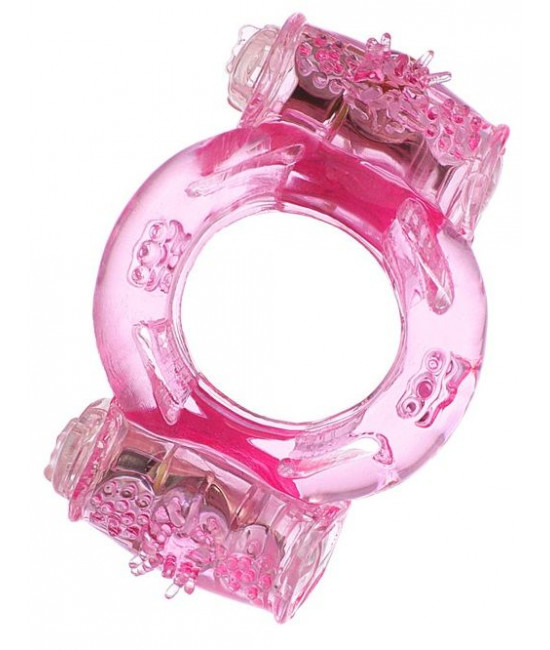 Розовое виброкольцо с двумя виброэлементами
