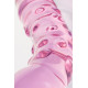 Двусторонний розовый фаллос с рёбрами и точками - 20,5 см.