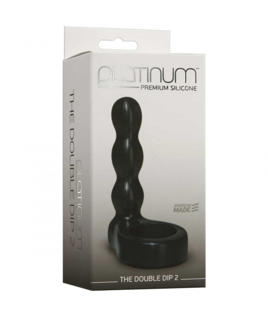 Черный анальный стимулятор с силиконовым кольцом Platinum Premium Silicone - The Double Dip 2 - Black