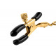 Чёрные с золотом зажимы на соски Gold Chain Nipple Clamps