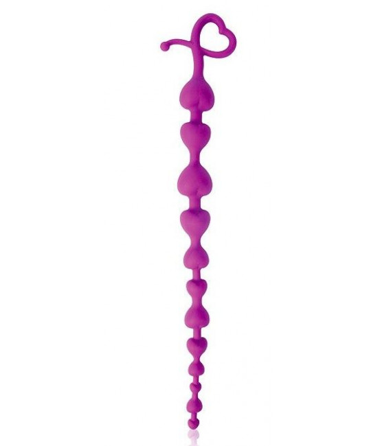 Фиолетовая анальная цепочка с ограничителем - 28 см.