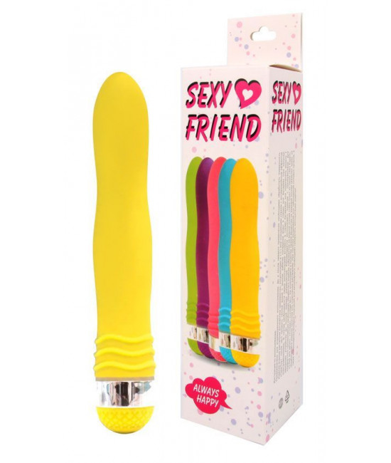 Желтый эргономичный вибратор Sexy Friend - 17,5 см.