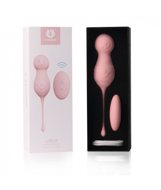 Нежно-розовые вагинальные шарики VAVA с пультом ДУ
