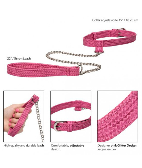 Розовый ошейник с поводком Tickle Me Pink Collar With Leash