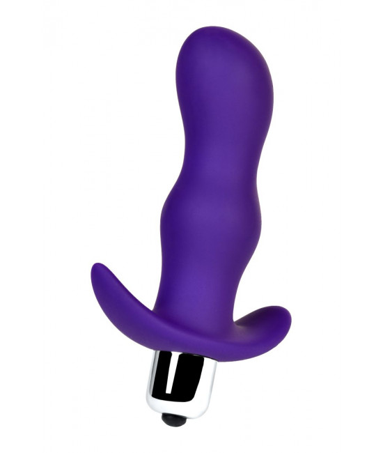 Фиолетовая изогнутая анальная вибропробка - 11,2 см.