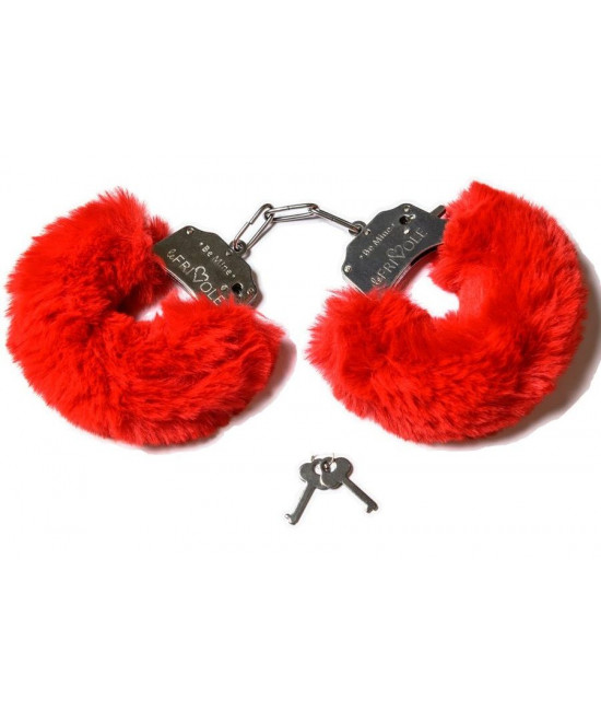 Шикарные наручники с пушистым красным мехом