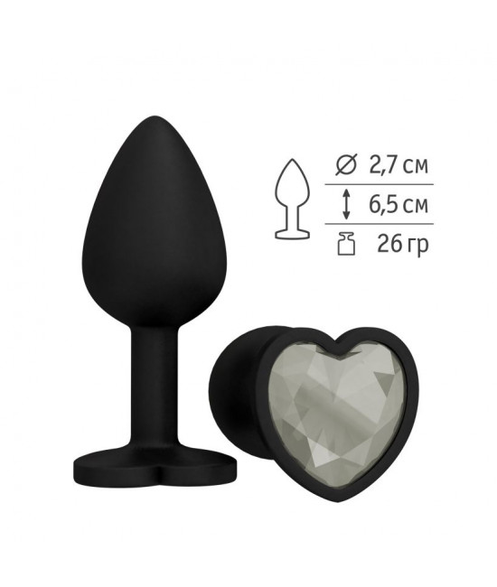 Черная силиконовая пробка с прозрачным кристаллом - 7,3 см.