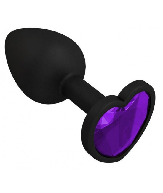 Черная силиконовая пробка с фиолетовым кристаллом - 7,3 см.