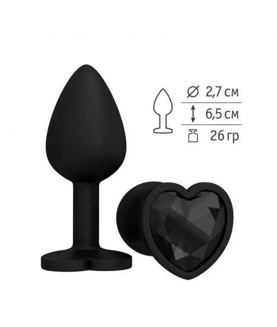 Черная силиконовая пробка с черным кристаллом - 7,3 см.