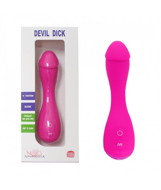 Розовый вибратор Devil Dick - 16 см.
