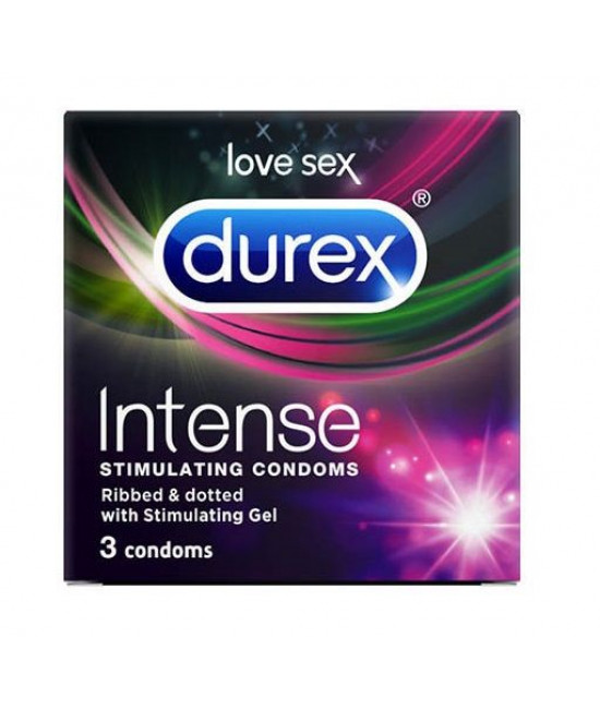 Рельефные презервативы со стимулирующей смазкой Durex Intense Orgasmic - 3 шт.