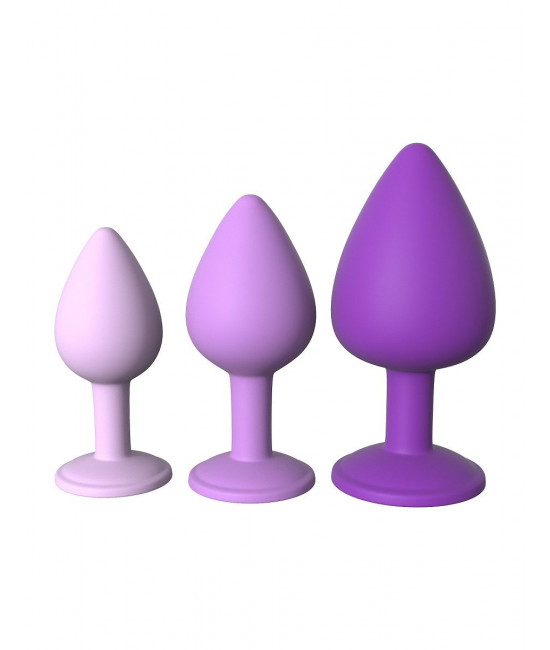 Набор из 3 фиолетовых анальных пробок со стразами Little Gems Trainer Set