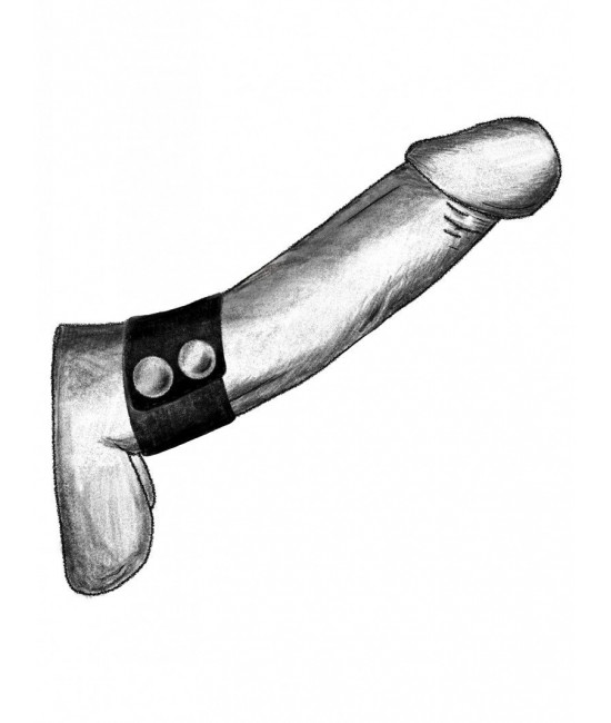 Черный ремень-утяжка на пенис на заклепках