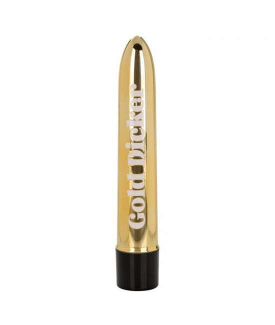 Золотистый классический вибратор Naughty Bits Gold Dicker Personal Vibrator - 19 см.