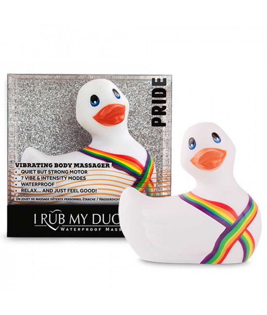 Белый вибратор-уточка I Rub My Duckie 2.0 Pride