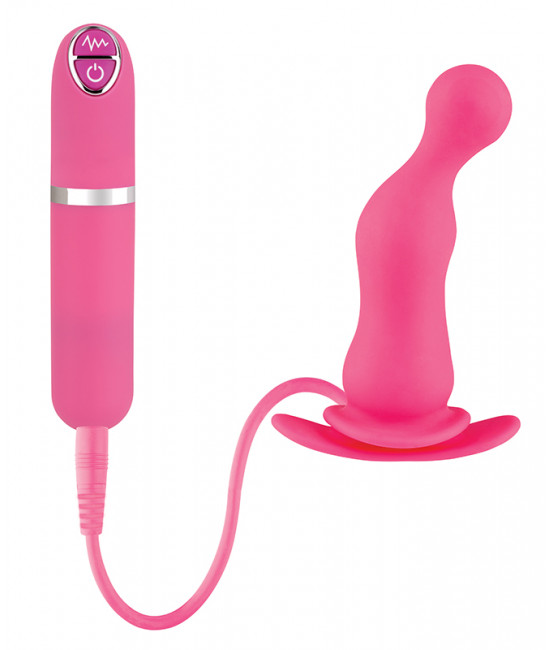 Розовая вибровтулка Dash Butt Plug With Mini Controller II - 9 см.