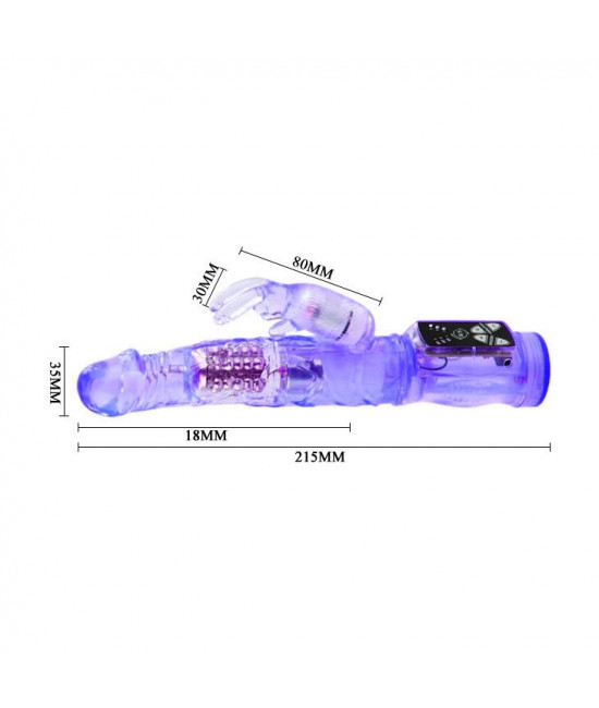 Фиолетовый вибратор-кролик с функцией ротации - 21,5 см.
