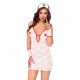 Ажурный костюм медсестры: сорочка, трусики-стринг, перчатки и чепчик