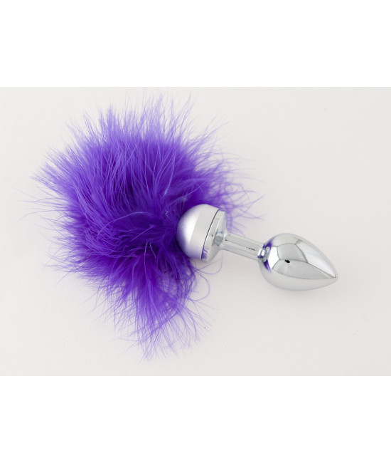 Малая анальная втулка с фиолетовой опушкой - 7 см.