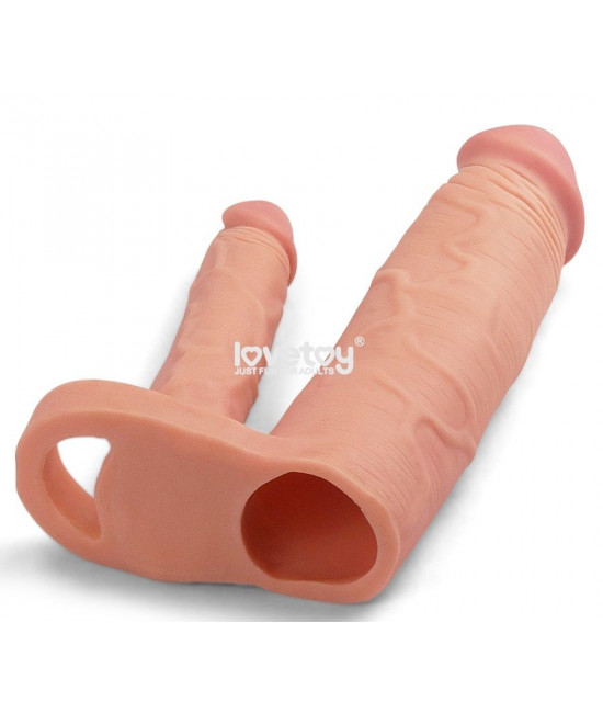 Телесная насадка для двойного проникновения Add 2 Pleasure X Tender Double Penis Sleeve - 20 см.