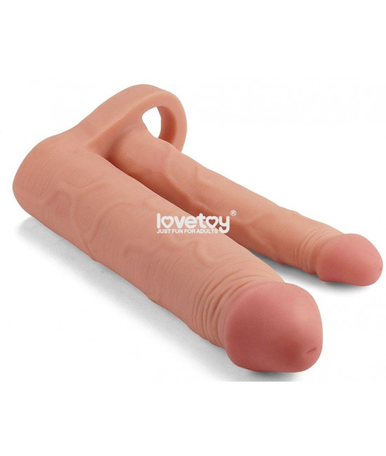 Телесная насадка для двойного проникновения Add 2 Pleasure X Tender Double Penis Sleeve - 20 см.