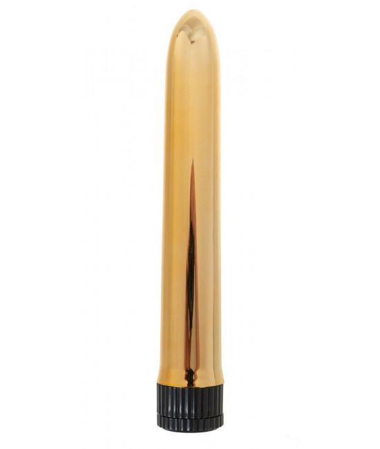 Золотистый классический вибратор - 18 см.