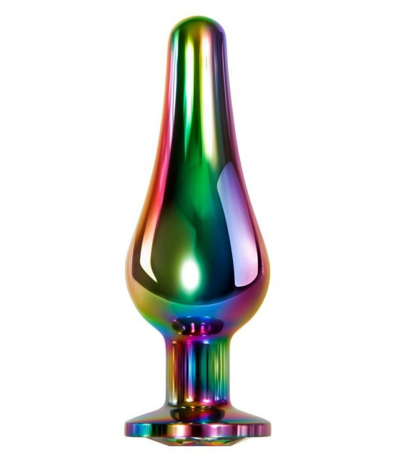 Радужная анальная пробка Rainbow Metal Plug Small - 9,4 см.