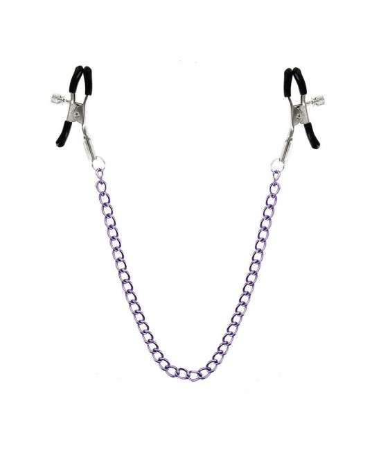 Зажимы для сосков с фиолетовой цепочкой Sweet Caress Nipple Chain