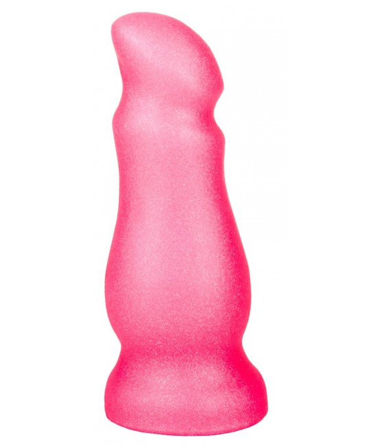 Розовая анальная пробочка с приплюснутым кончиком - 13 см.