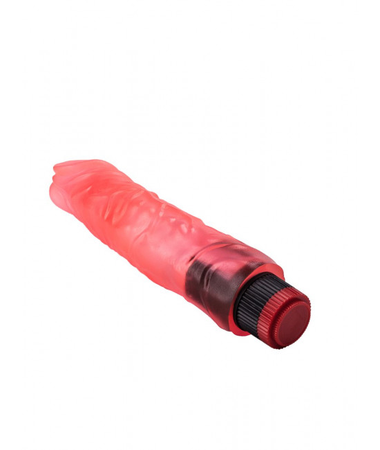 Рельефный розовый вибратор-реалистик - 19,5 см.