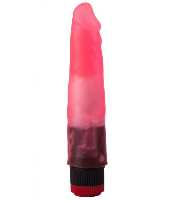 Розовый гелевый виброфаллос со встроенным пультом - 16,5 см.