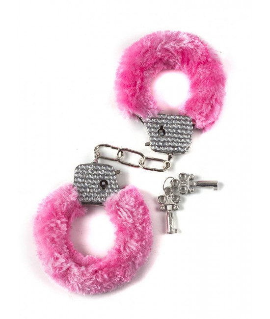 Розовые наручники с кристаллами BONDAGE