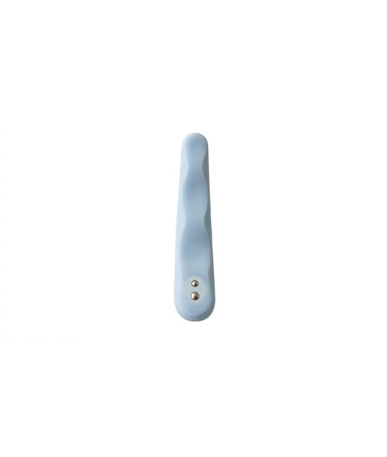 Голубой вибратор IROHA MINAMO с волнами на стволе - 17,5 см.