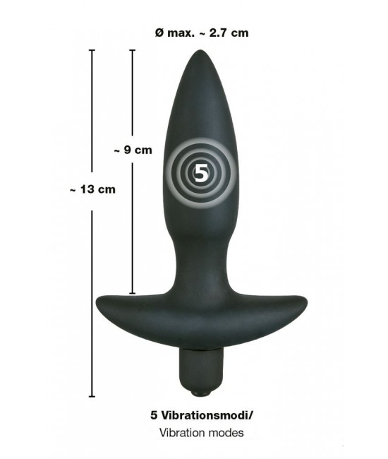 Анальная вибровтулка с 5 скоростями вибрации Vibrating Plug Small - 13 см.