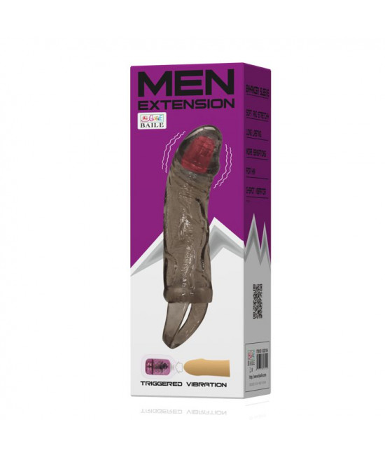Вибрирующая насадка на пенис с подхватом для мошонки - 17 см.