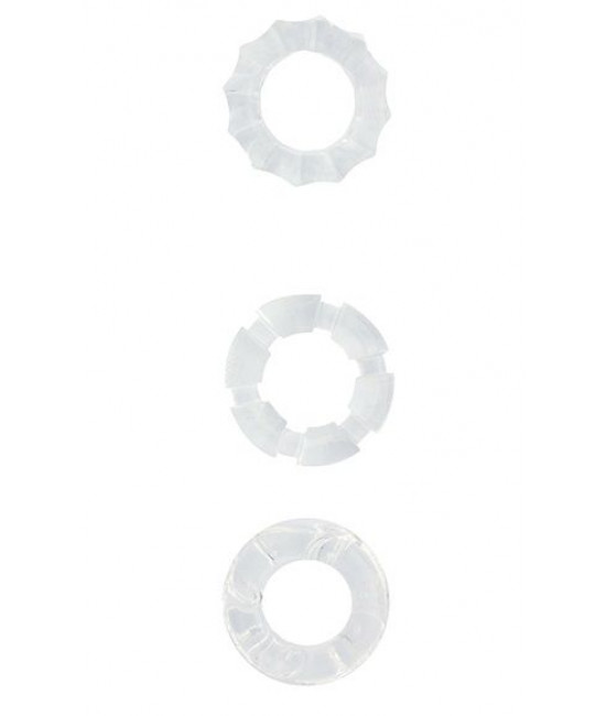 Набор из 3 прозрачных эрекционных колец MENZSTUFF STRETCHY COCK RINGS