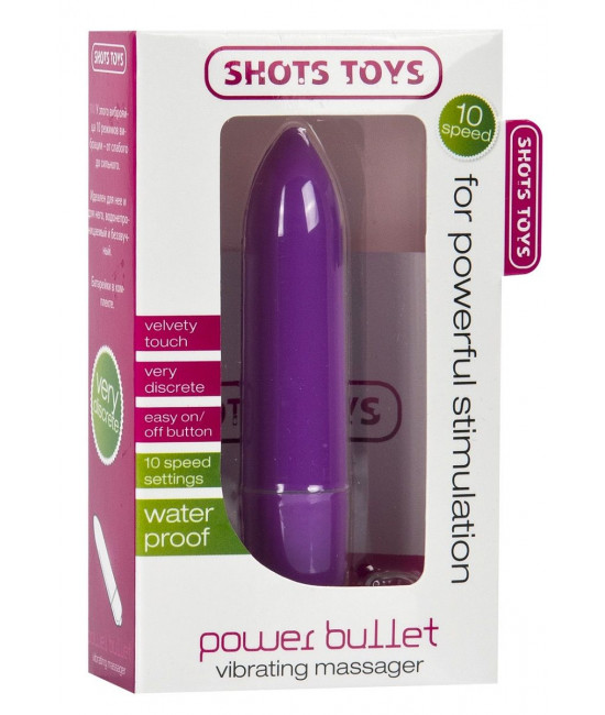 Фиолетовая удлинённая вибропуля Power Bullet Purple - 8,3 см.