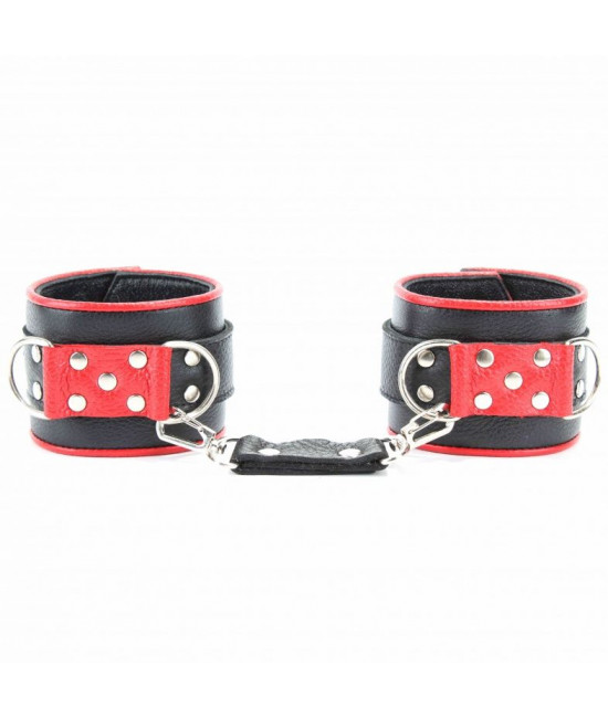 Широкие черные наручники с красным декором