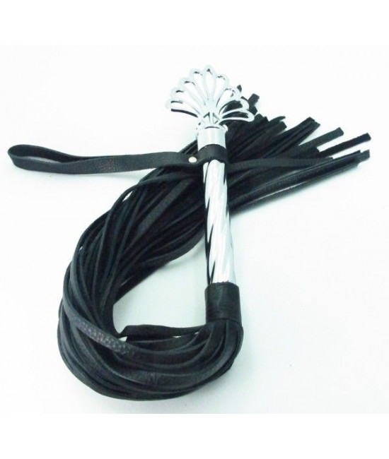 Черная плеть с металлической рукоятью - 60 см.