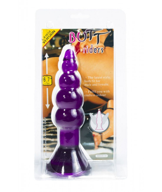Фиолетовая анальная пробка-елочка с присоской - 17 см.