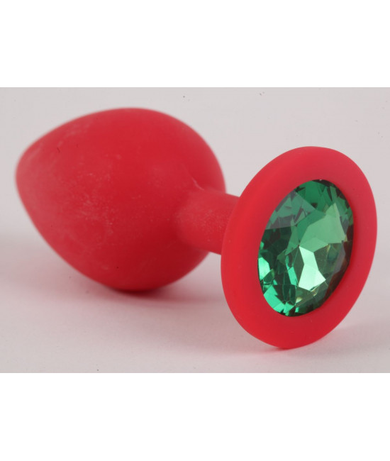 Красная силиконовая пробка с зеленым кристаллом - 9,5 см.