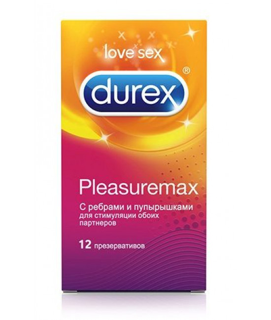 Рельефные презервативы с точками и рёбрами Durex Pleasuremax - 12 шт.