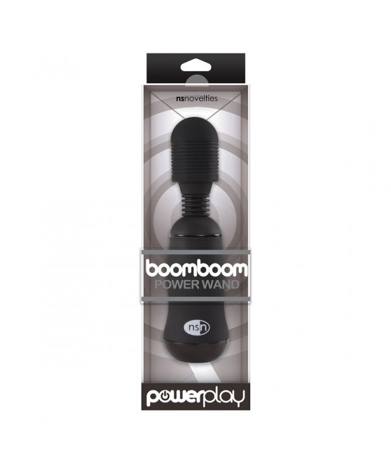 Чёрный вибромассажёр для эрогенных зон BoomBoom Power Wand - 18 см.