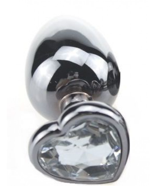 Малая серебристая пробка с прозрачным кристаллом-сердечком - 7,5 см.