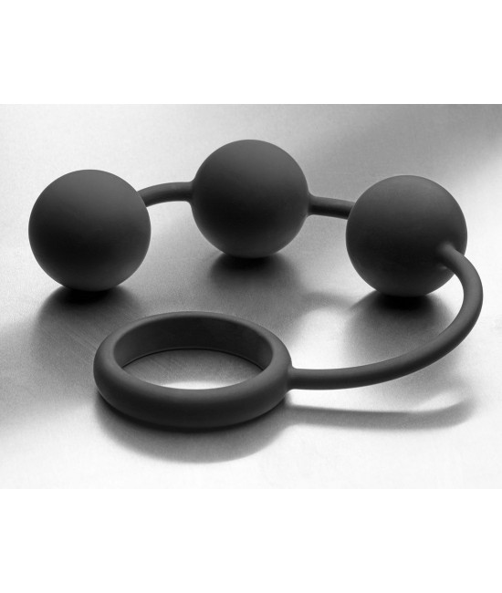 Анальные шарики Silicone Cock Ring with 3 Weighted Balls