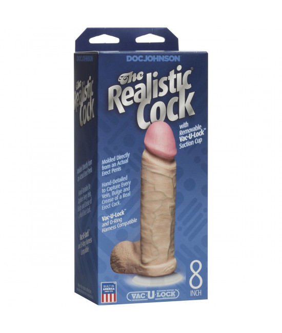 Телесный фаллоимитатор The Realistic Cock 8” with Removable Vac-U-Lock Suction Cup - 22,3 см.