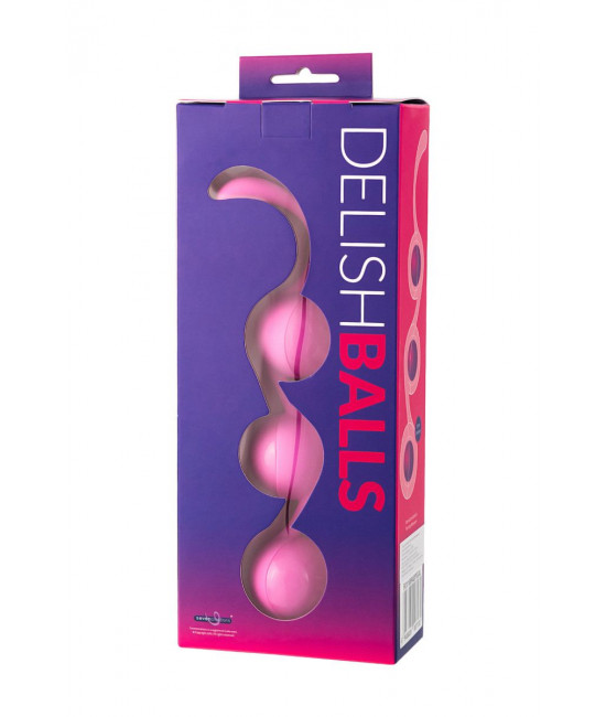 Розовые тройные вагинальные шарики из силикона DELISH BALLS