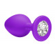 Средняя фиолетовая анальная пробка Emotions Cutie Medium с прозрачным кристаллом - 8,5 см.