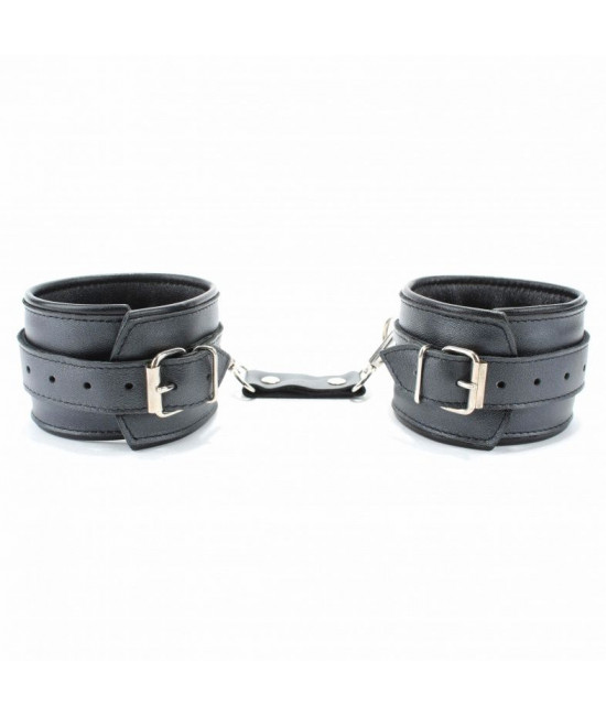 Черные кожаные наручники с металлическими клепками